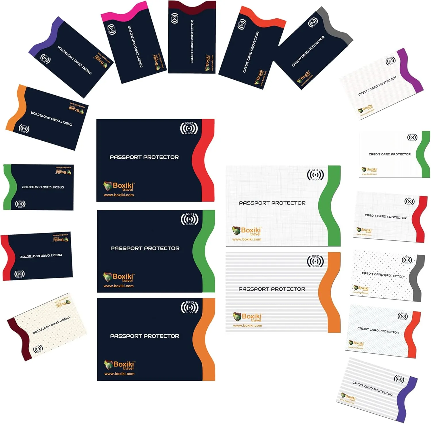 RFID Blocking Sleeves, 20-Pack Set, Color Coding System, Identity Theft Prevention RFID Card Holder And Credit Card Protector (15 Credit Card Sleeves   5 Passport Holders) (Navy Blue)