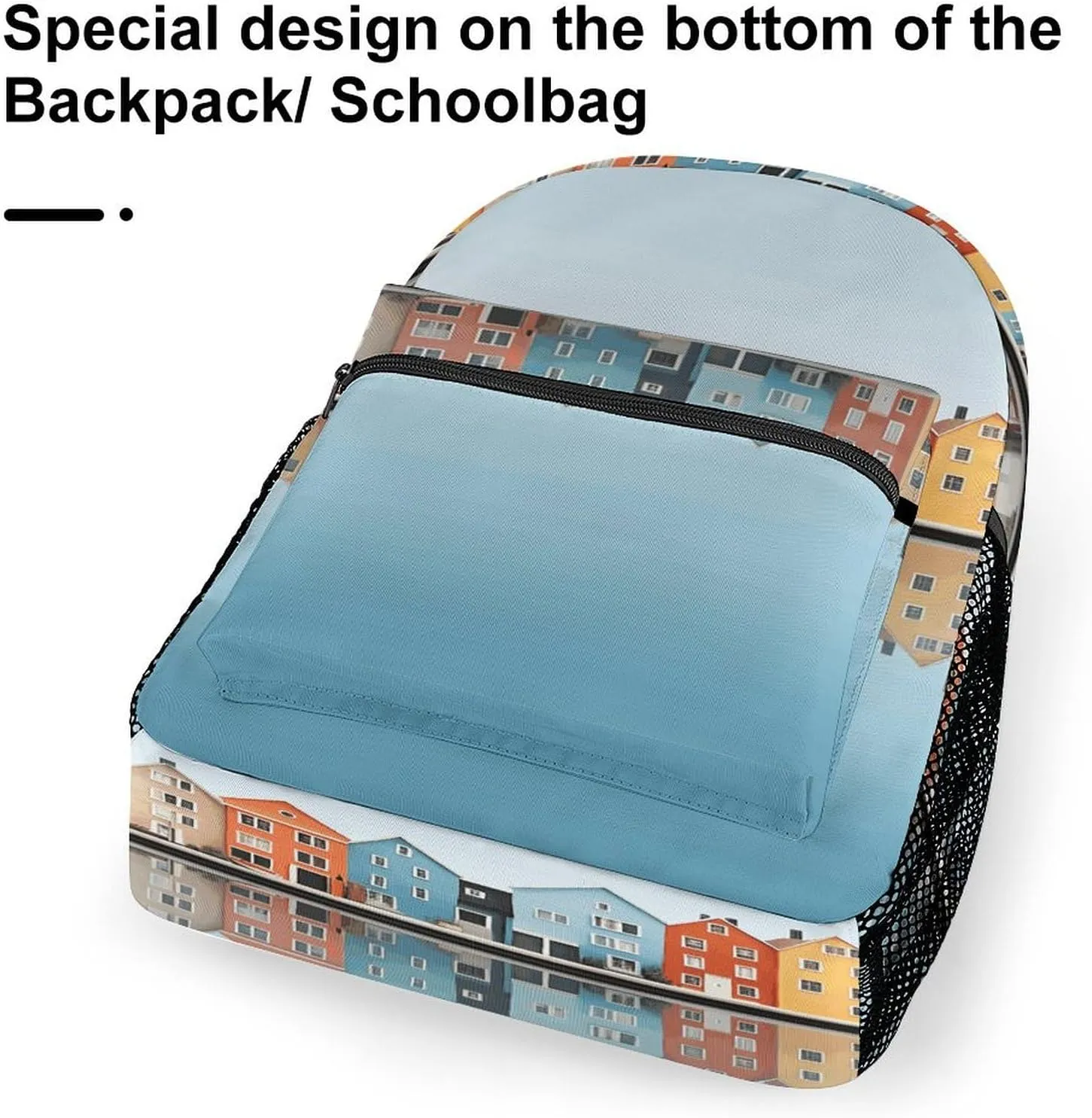 Small Backpacks Personalized Several Houses on The Island Printing Travel Bag Lightweight Travel Backpack For Women Men