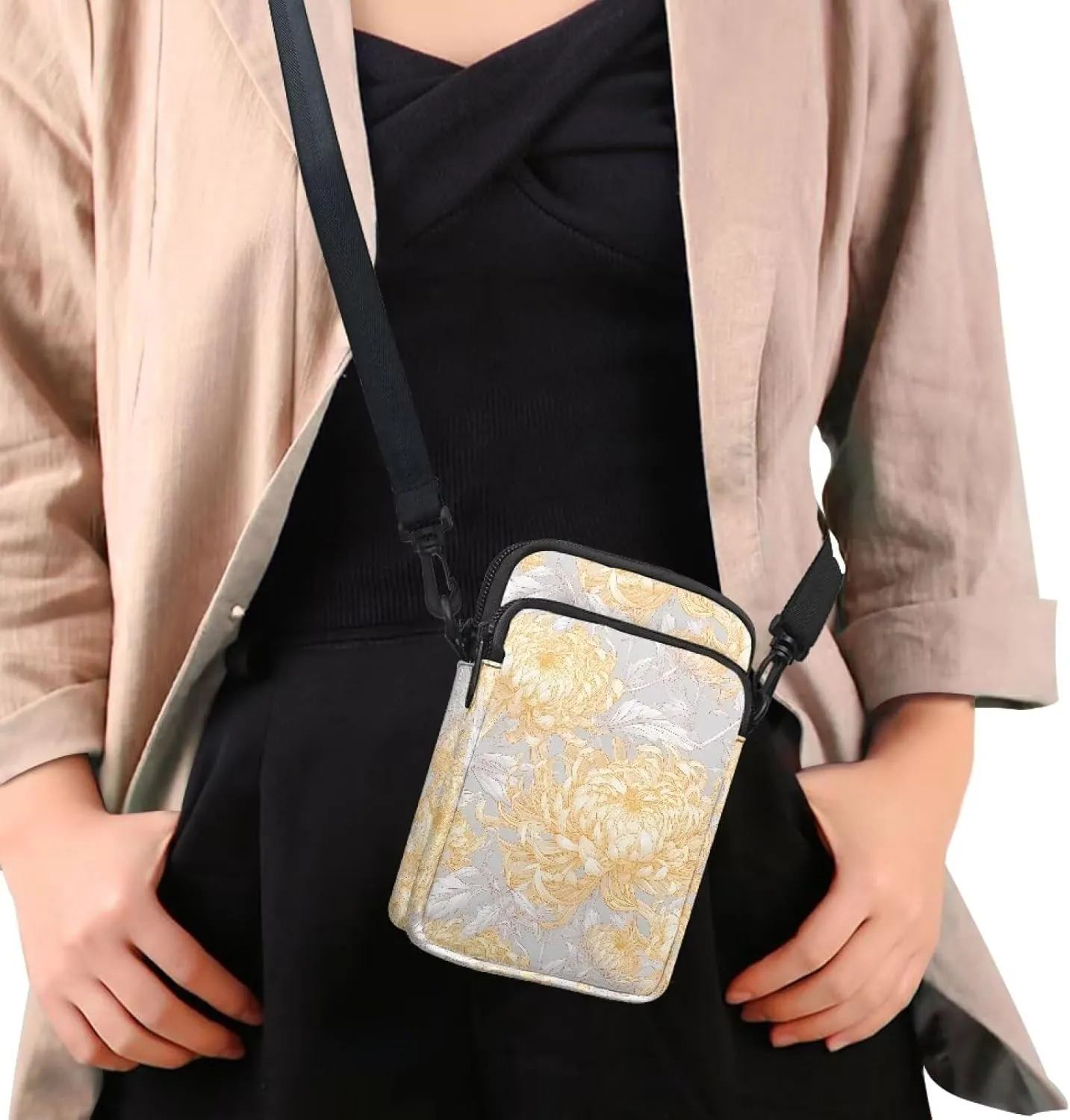 Small Crossbody Bags for Women, Spring Flowers Cell Phone Purse Wallet, Travel Pouch Passport Phone Holder Wallet