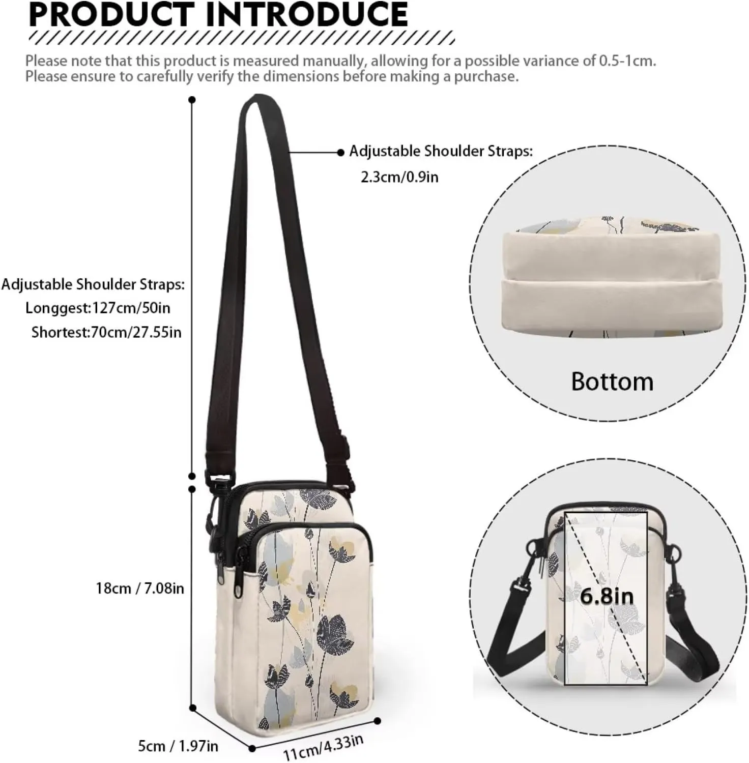 Small Crossbody Bags for Women, Spring Flowers Cell Phone Purse Wallet, Travel Pouch Passport Phone Holder Wallet