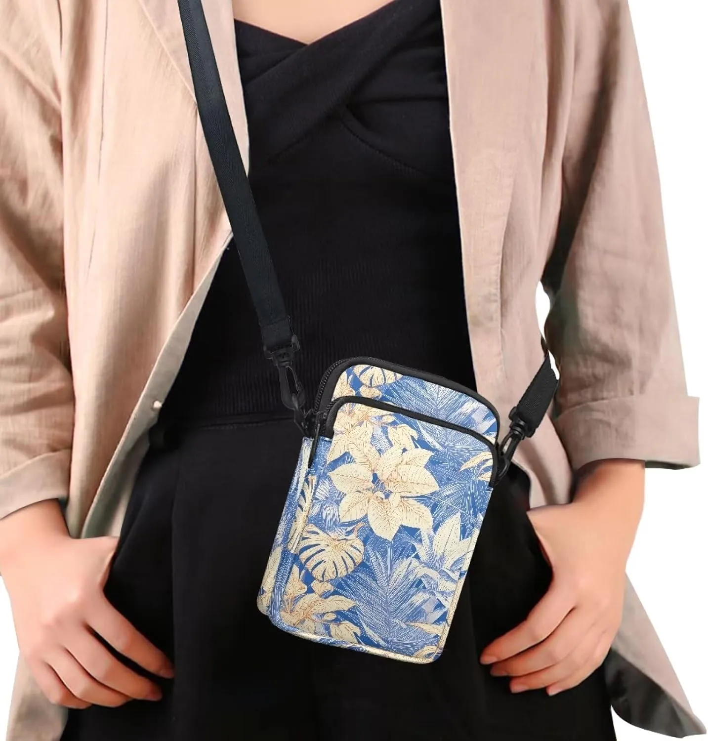 Small Crossbody Bags for Women, Spring Flowers Cell Phone Purse Wallet, Travel Pouch Passport Phone Holder Wallet