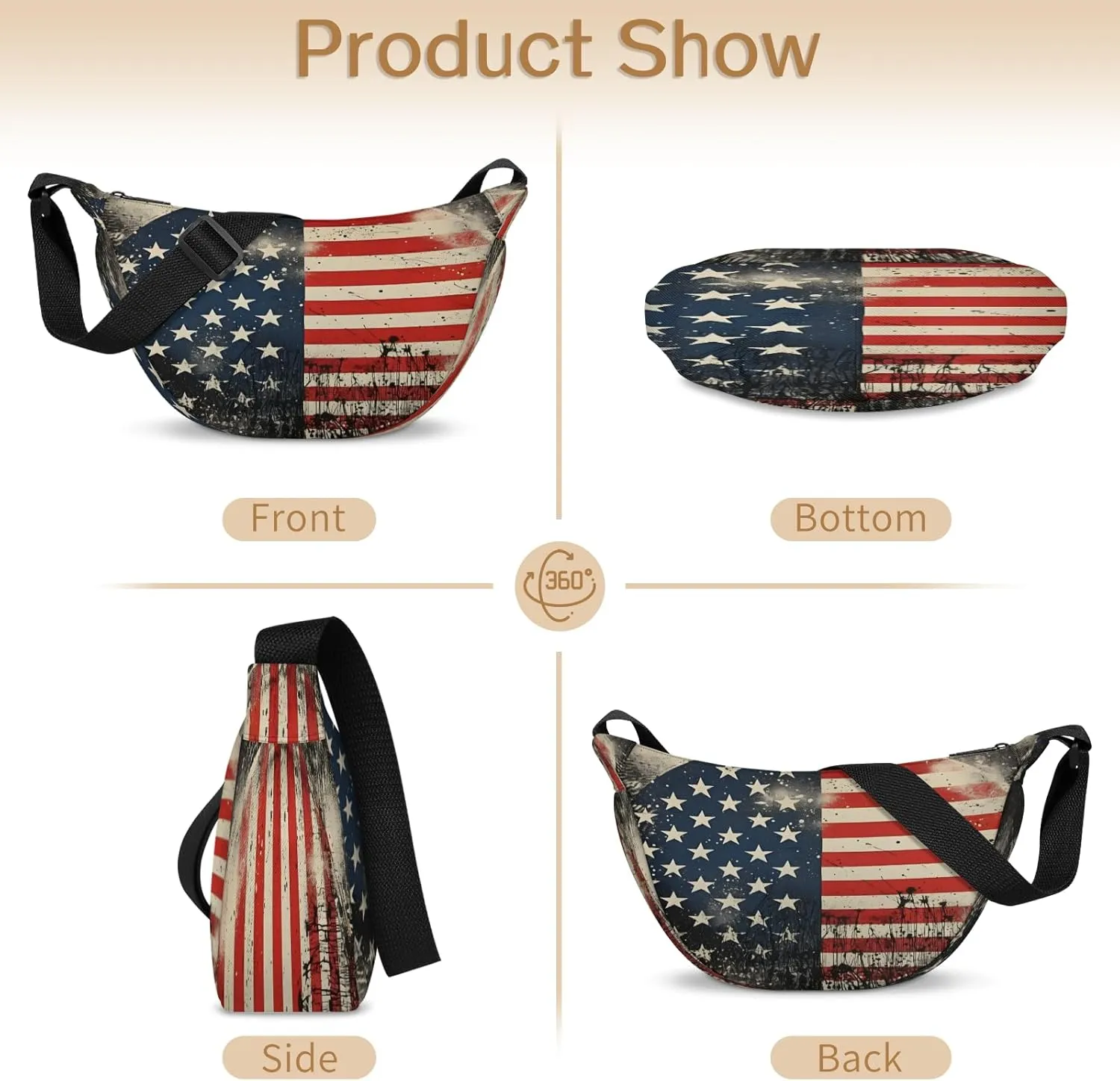 Small Sling Crossbody Bag for Women Men Trendy, Small Crescent Bag with Adjustable Strap Zippers, Lightweight Dumpling Bags