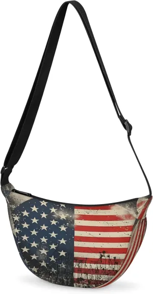 Small Sling Crossbody Bag for Women Men Trendy, Small Crescent Bag with Adjustable Strap Zippers, Lightweight Dumpling Bags