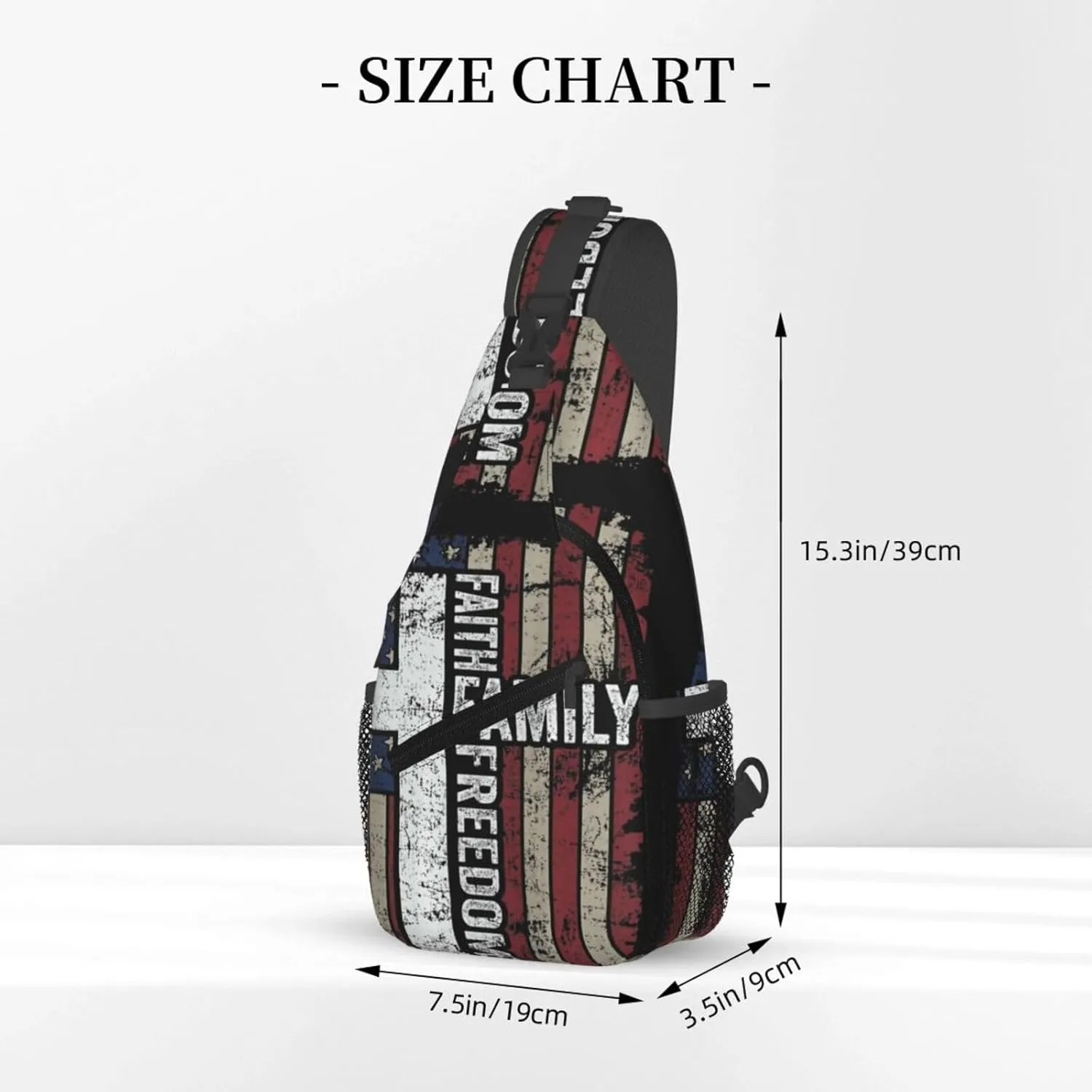 Sunflower American Flag Sling Bag Adjustable Chest Bags Casual Crossbody Bag Travel Shoulder Backpack