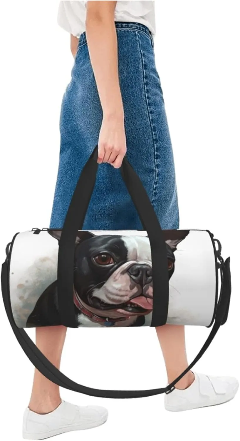 Travel Duffle Bag Weekender Bags for Men Women with Shoe Compartment Large Capacity Weekender Overnight Bag Boston Terrier Carry On Tote Bags Sport Gym Bag for Travel Yoga