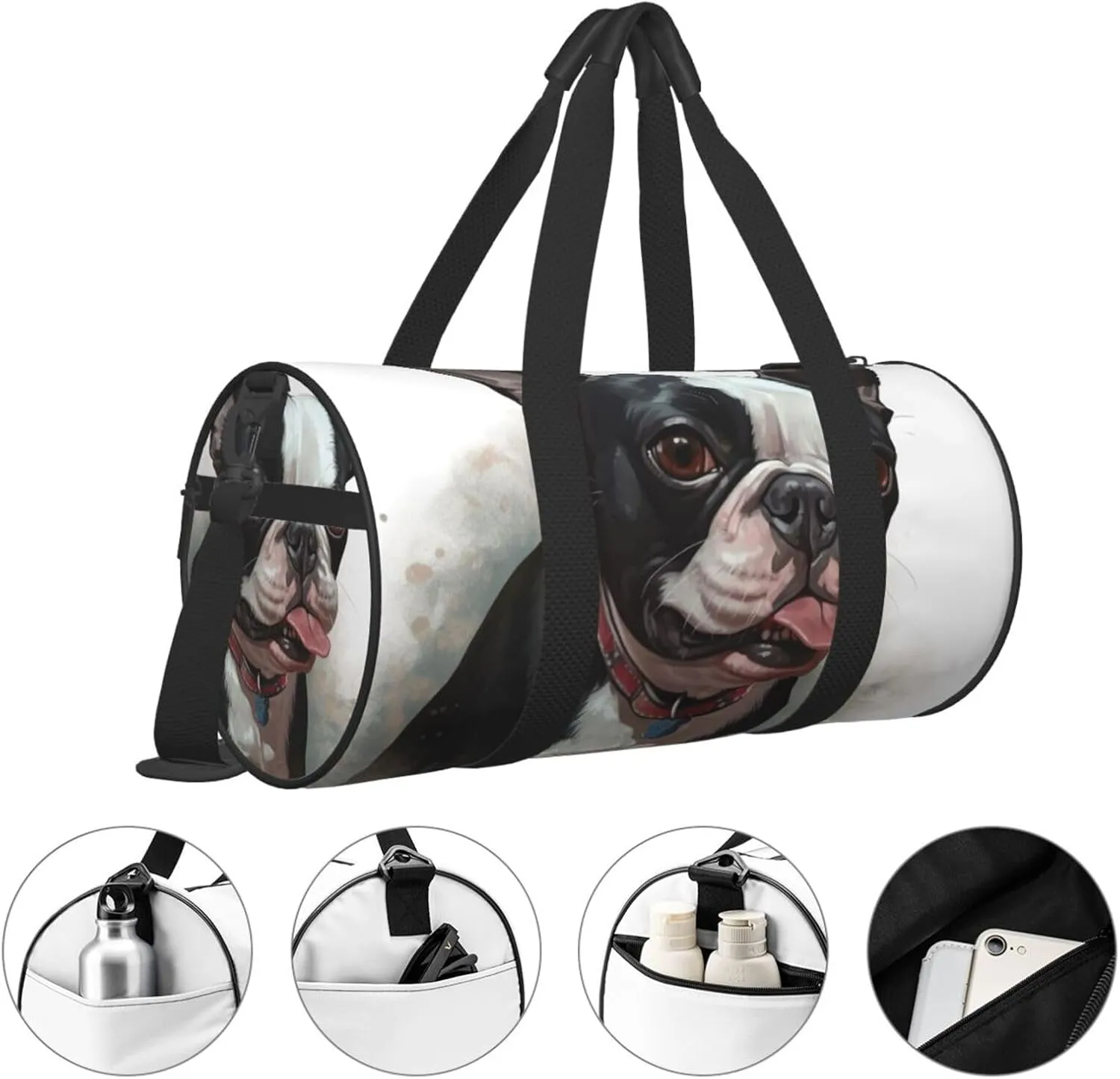 Travel Duffle Bag Weekender Bags for Men Women with Shoe Compartment Large Capacity Weekender Overnight Bag Boston Terrier Carry On Tote Bags Sport Gym Bag for Travel Yoga