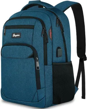 Travel Laptop Backpack, School Backpacks for Boys. College High School BookBag. Anti-Theft Laptop bookbags. Water Resistant Backpacks with USB Charging Port Fit 15.6 Inch, Gift for Men Women, Blue