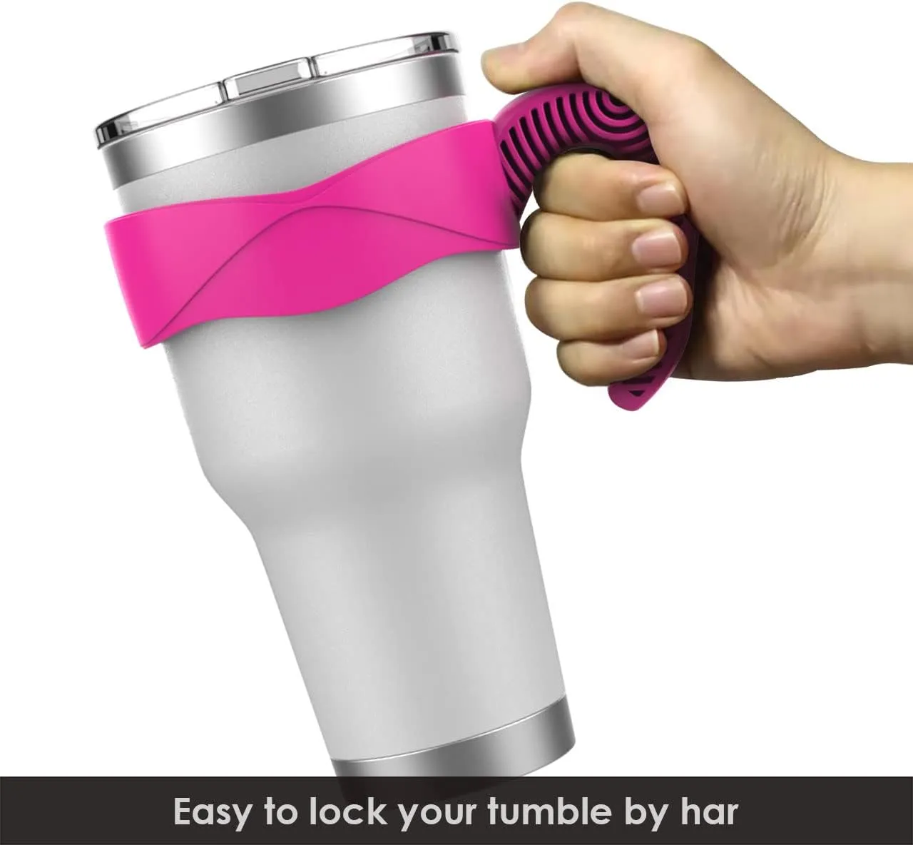 Tumbler handle fits for 30 OZ YETI Tumbler, OZARK TRAIL Tumbler, Rambler TumblerHandle OnlyCup not Include (RoseRed)