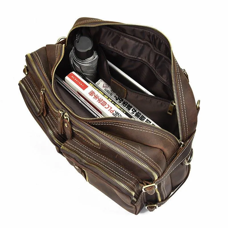 Woosir Vintage Genuine Leather Briefcase Backpack 14"