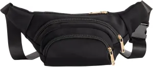 Zodaca Black Extra Large Fanny Pack Plus Size, Crossbody Bag with Adjustable Belt Straps Fits 34-60 Inch Waist (Expands to 5XL) - Fanny Packs for Women